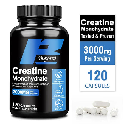 Creatine Monohydrate - Enhance Muscle Strength, Promote Muscle Recovery and Growth, and Improve Athletic Performance Vegan.