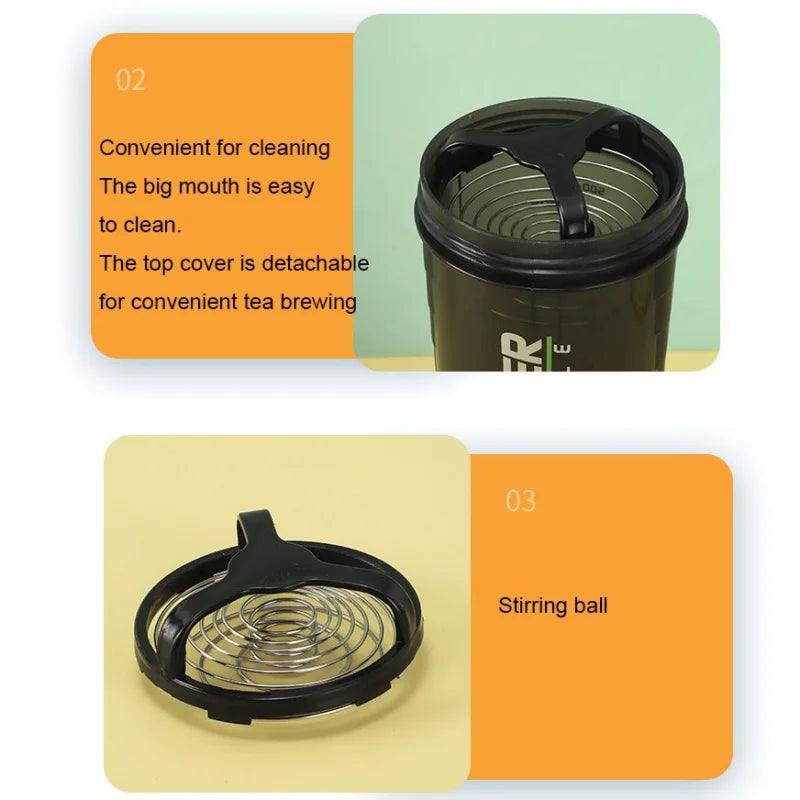 Large capacity shaking bottle for sports (WHITE)