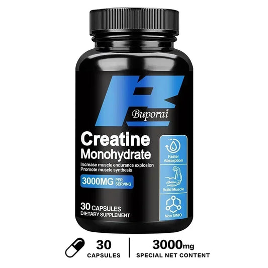 Creatine Monohydrate - Enhance Muscle Strength, Promote Muscle Recovery and Growth, and Improve Athletic Performance Vegan.